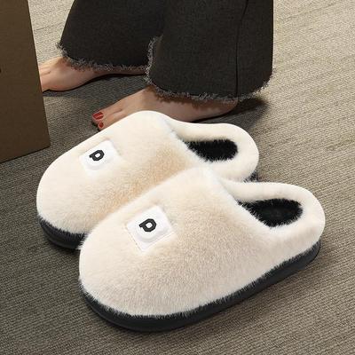 Женские плюшевые пушистые тапочки: Теплый хлопок, Нескользящая толстая подошва, Для мужчин и женщин, Идеально для осени и зимы