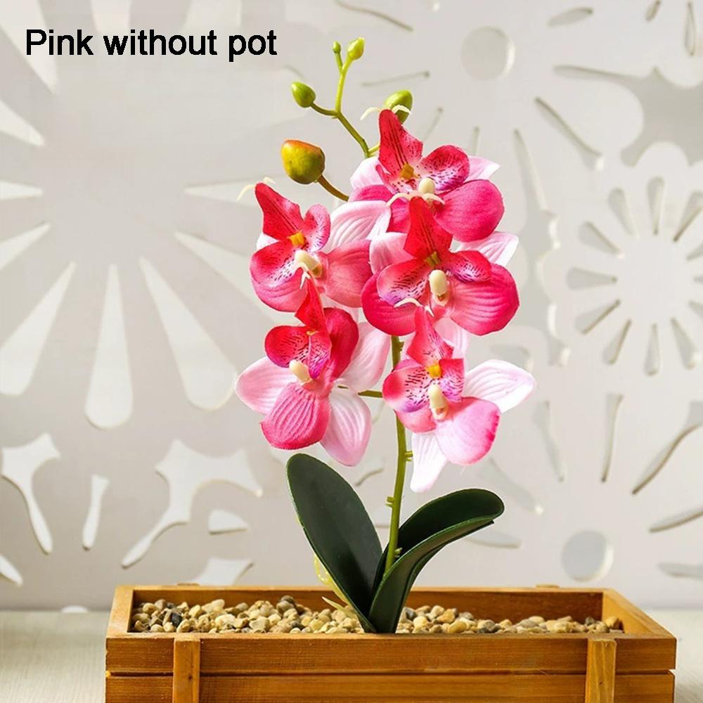 Орхидея Искусственные Орхидеи Цветы с Вазой Белое Растение Шелк Искусственные Орхидеи Искусственные Цветочные Композиции для Украшения Дома