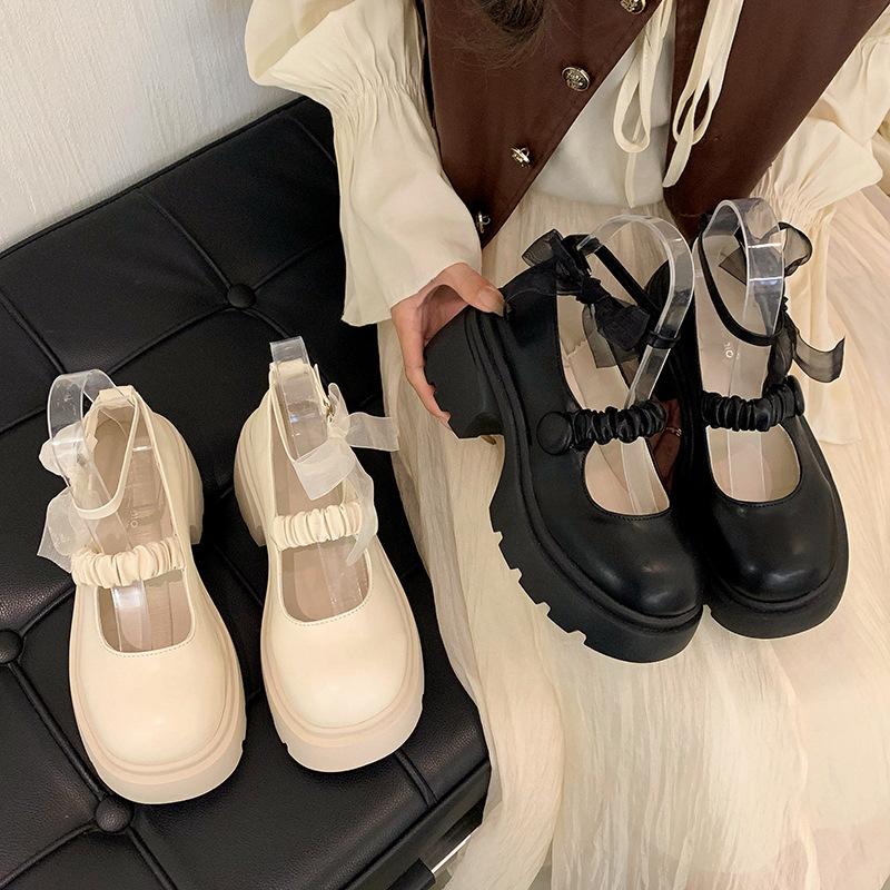 Platform French Mary Jane Small Leather Shoes Female Summer British Style Versatile Fairy Princess Shoes with Skirt Light Mouth Single Shoes