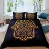 Hamsa Hand Bedding Set Boho Mandala Duvet Cover Set Black Gold Bohemia Bed Set Fatima Hand Bed Linen Lucky Hand Quilt Cover