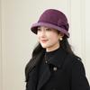 Temperament Fine Plaid Bow Bucket Hat Women's Autumn and Winter Versatile Face Small Elegant Woolen Basin Hat