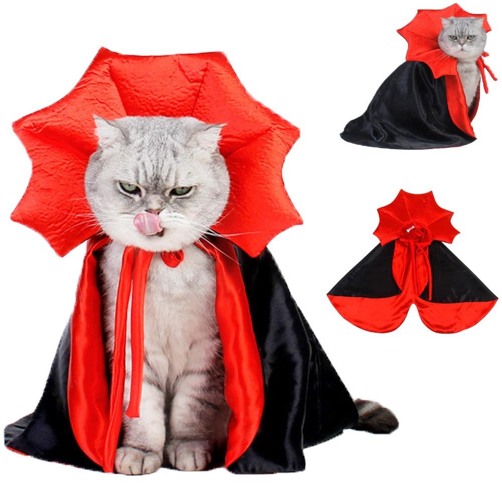 Red Black Pet Cat Vampire Cape Halloween Pet Dog Cloak Hat  Halloween Costume Party Supply