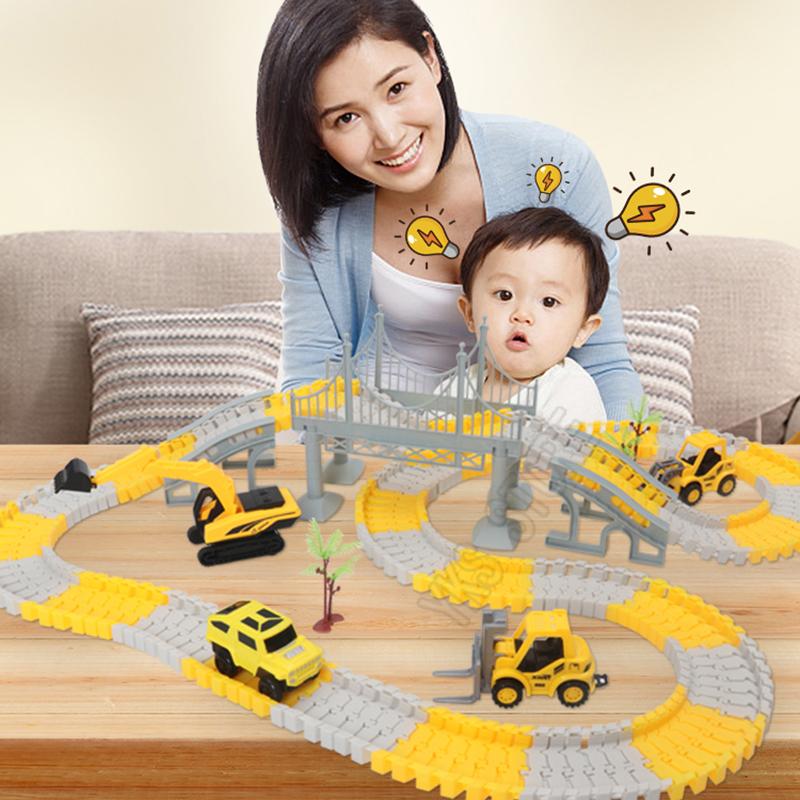333pcs DIY Educational Toys Mini Car and Train Track Sets Children's Railway  Racing Vehicle Models Flexible Track Game Brain