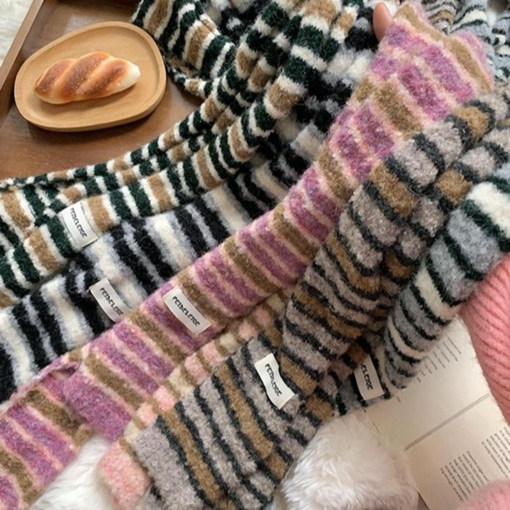 Стиль Y2K Y2K Полосатый шарф Харадзюку Вязаная шаль Милые длинные узкие шарфы Женские