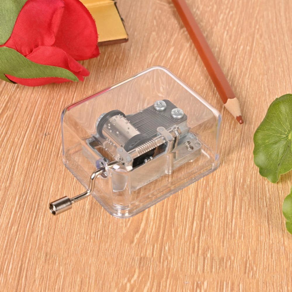 Transparent Mini Hand Cranking Music Box Acrylic Craft Acrylic Creative Crafts Ornaments  Children