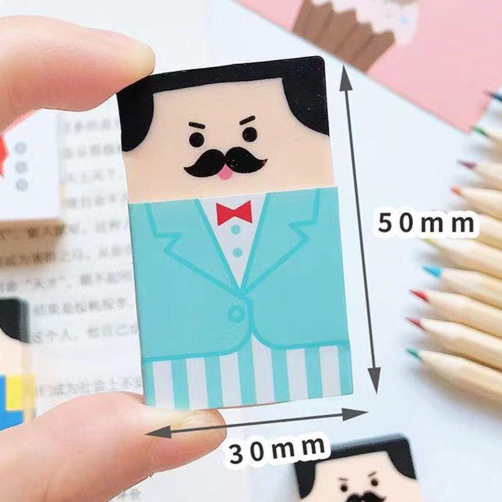 Bald Man Pencil Eraser Cute Cartoon Pencil Rubber Student Art Painting Eraser  Students Gift