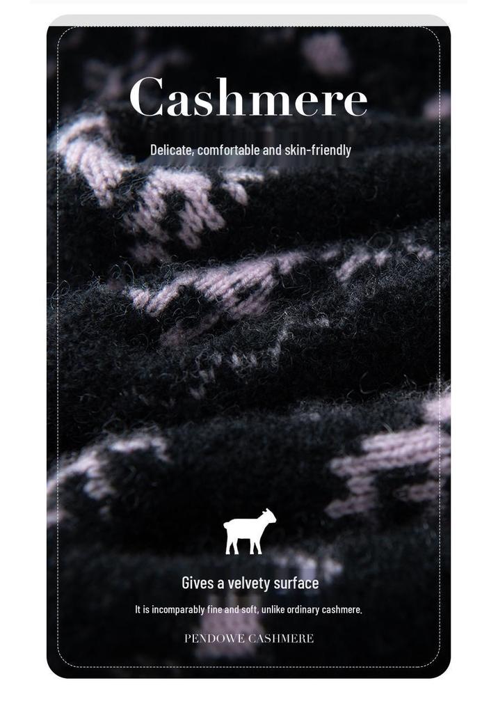 Women's Color Block Cashmere Sweater: Autumn/Winter Jacquard Loop Yarn Half-High Collar Zipper Cardigan