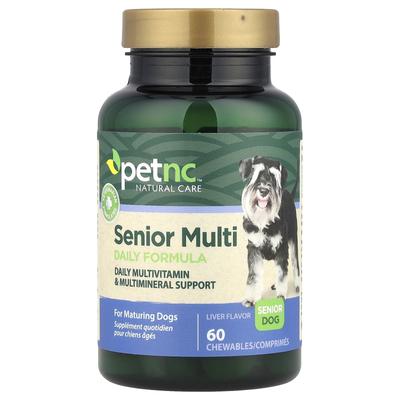 Pet Natural Care, Мультивитаминная формула для пожилых собак, Вкус печени, 60 жевательных таблеток
