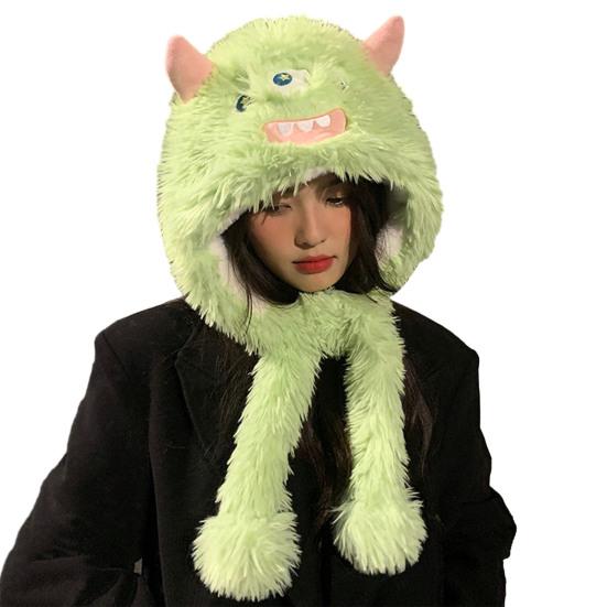 Забавная плюшевая шапка с мультяшным дизайном, супермягкая, ультра-толстая, приятная для кожи, ветрозащитная, очаровательная термоплюшевая шапка, головной убор