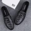Summer New Leather Shoes Men's High-end Crocodile Pattern Business Casual Shoes Fashion Trendy with One-pedal Driving Shoes
