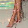 Liyke  New Arrivals Pink Shoes Women Butterfly Design Ankle Cross Strap Summer Sandals Sexy Open Toe Wedding Stripper Heels