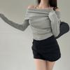 New ArrivalS Open Run Women S Off Shoulder Slit Draped Long Sleeve Knit