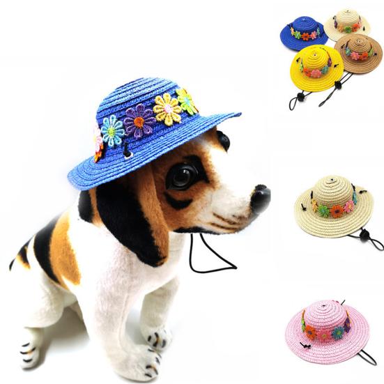 Шляпа для домашних животных, регулируемая, удобная для ношения, с цветочным орнаментом, дышащая, удобная, декоративная, без запаха, шапка для собаки