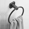 Matte Black Finish Stainless Steel Bathroom Towel Holder Wall-Mounted Round Towel Rings ,Towel Rack