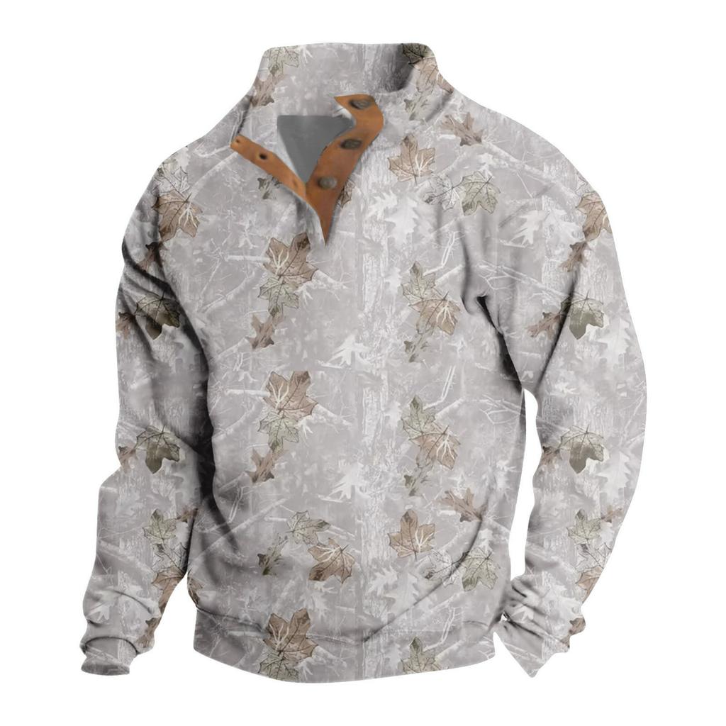 Мужская повседневная модная рождественская принтованная толстовка без капюшона, широкая мужская свободная толстовка с капюшоном и воротником-стойкой