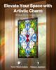 VEVOR Stained Glass Window Panel, 433 x 731 mm, Tiffany Style Hanging Transom Window Panel with Chain, Large Vertical Rectangle Stain Glass