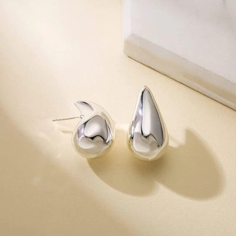 Water Drop Earrings Fashion Glossy Stud Earrings Premium CCB Glossy Melon Seed Earrings