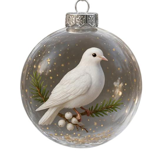 Nature's Birds Crystal Glass Ornament Clear Plastic Bird Christmas Ball Ornament Xmas Tree Memorial Gifts for Holiday Indoor Home Decor
