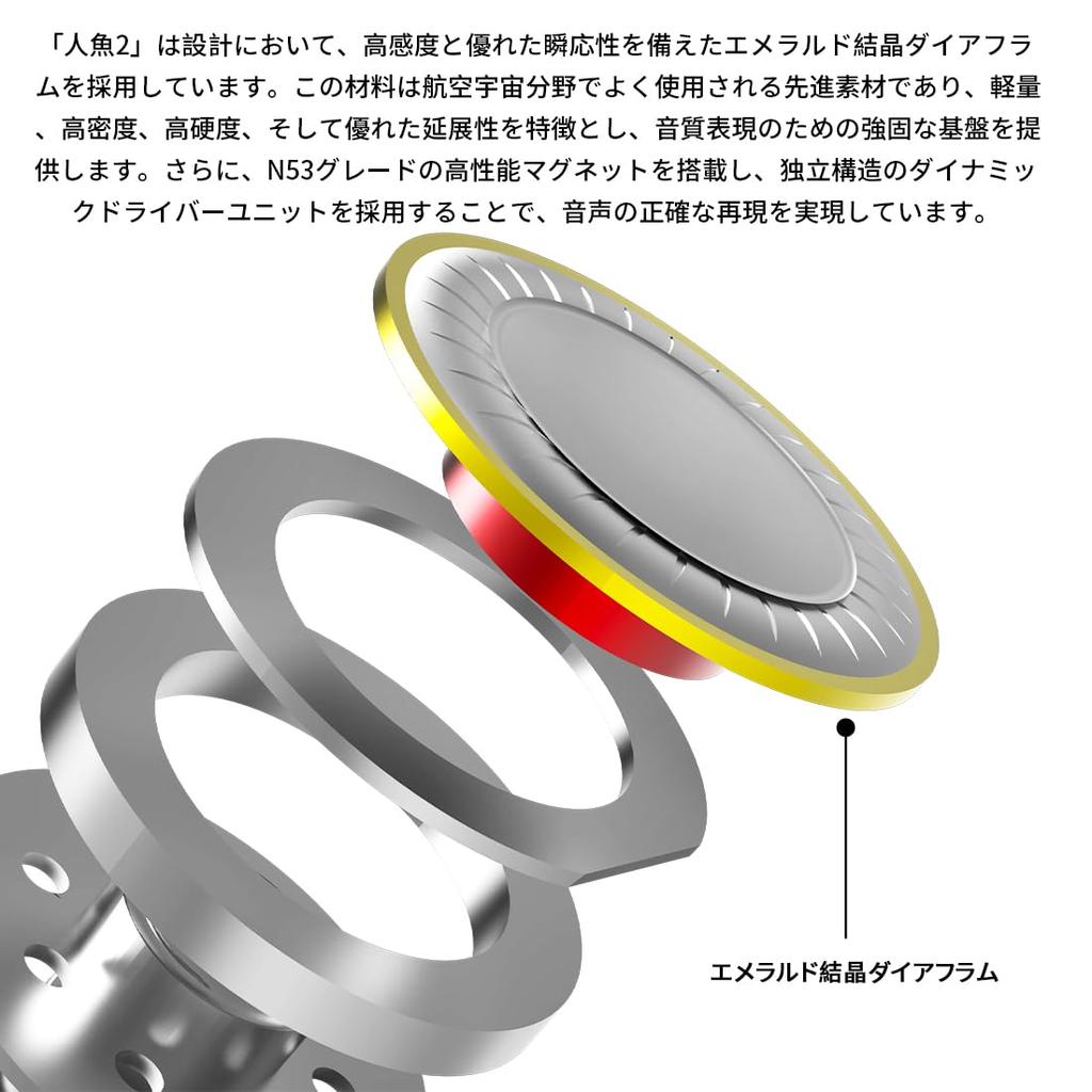 CVJ Mermaid 2 Wired IEM Earphones 10mm Dual Magnetic Dynamic Driver Interchangeable Cable Design Single Crystal Copper Aluminum Alloy Cavity with