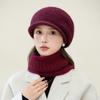 Autumn and Winter Casual Bright Diamond Rabbit Hair Mother Hat Versatile Plus Velvet Thickened Cold Proof Duck Tongue Cap Can Scarf Warm Set New