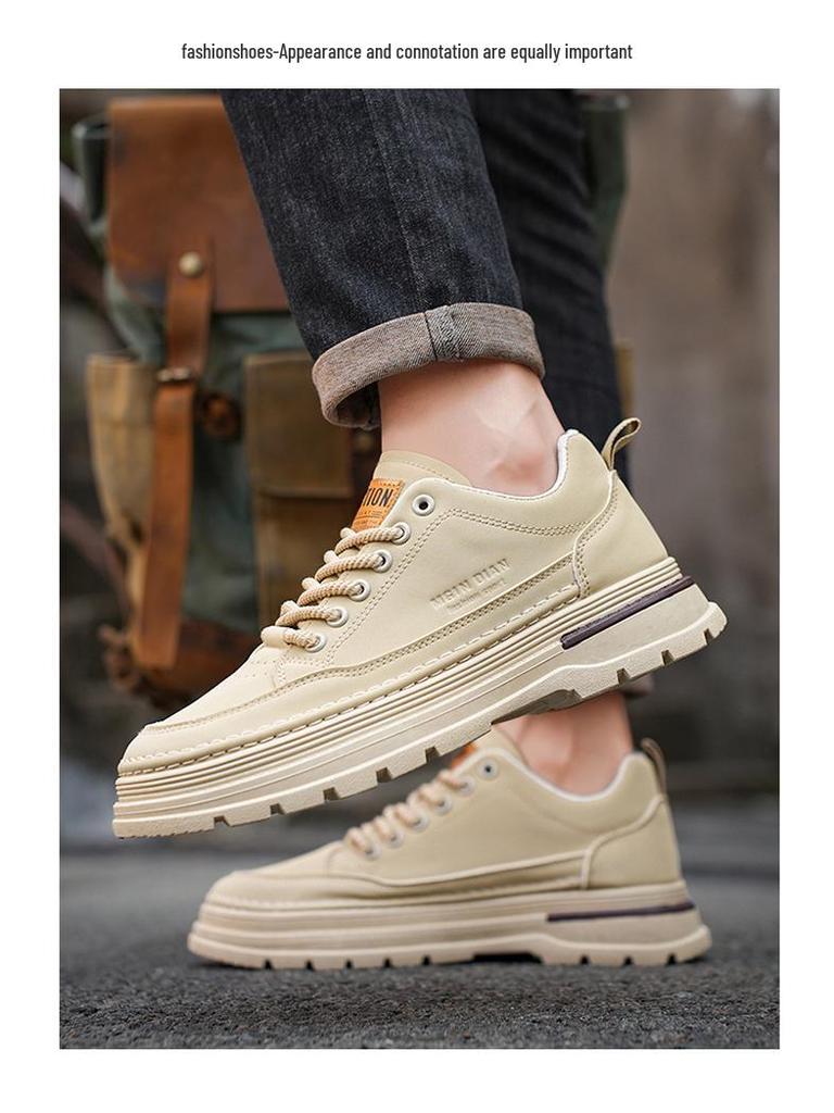 Мужские осенние ботинки Martin: Трендовые кожаные ботильоны на толстой подошве для работы, повседневной носки и катания на скейте.