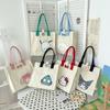 Cute Cartoon Canvas Bag Female Summer Student Class Tote Bag Large Capacity Commuter Shoulder Tote Bag