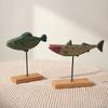 2025 Nordic Wooden Fish Statue Colorful Handmade Wood Style Desktop Ornament Creative Living Room Decor Gift for Home Art Lovers