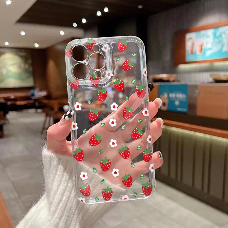Летняя жизнерадостность клубника чехол для мобильного телефона iPhone11 ультратонкий прозрачный противоударный защитный чехол Apple 17 мягкий чехол стиль милой девушки