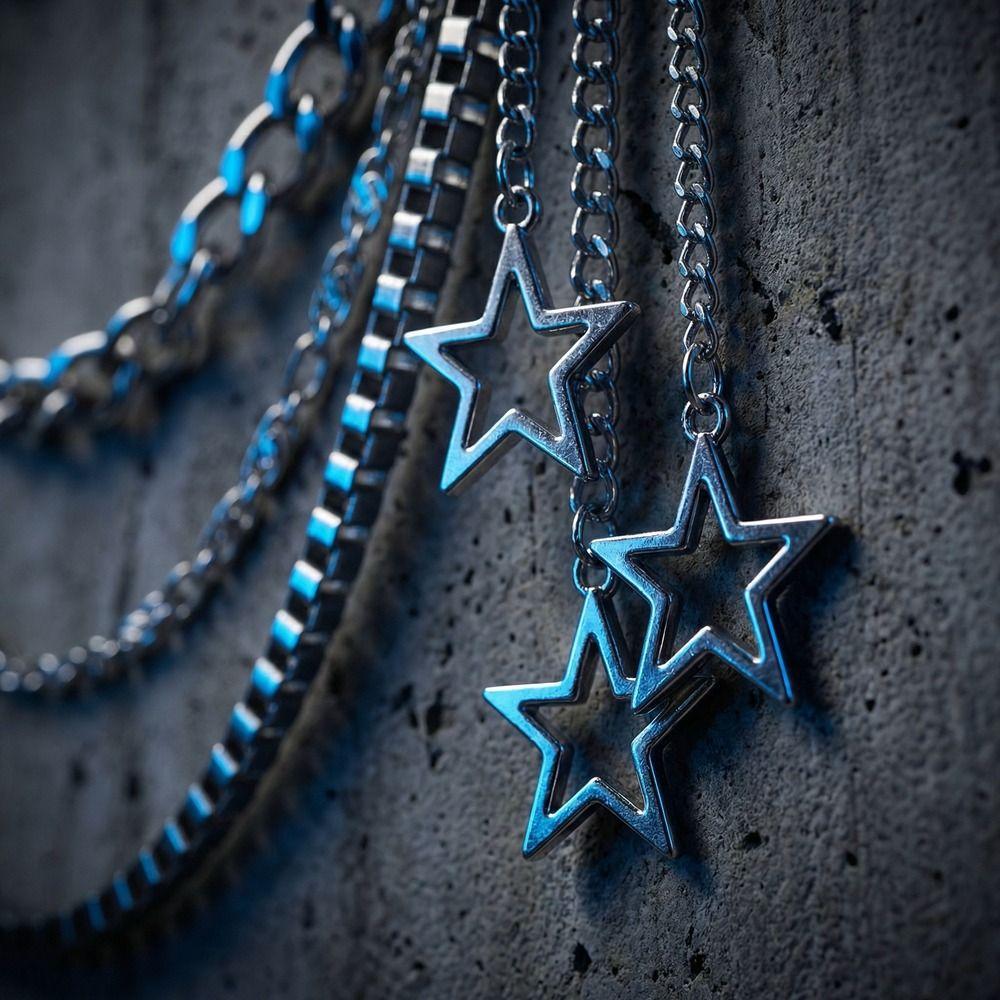 Three Layers Star Pendant Pants Chain Tassel Punk Waist Chain Fashion Hip Hop Chain Rock