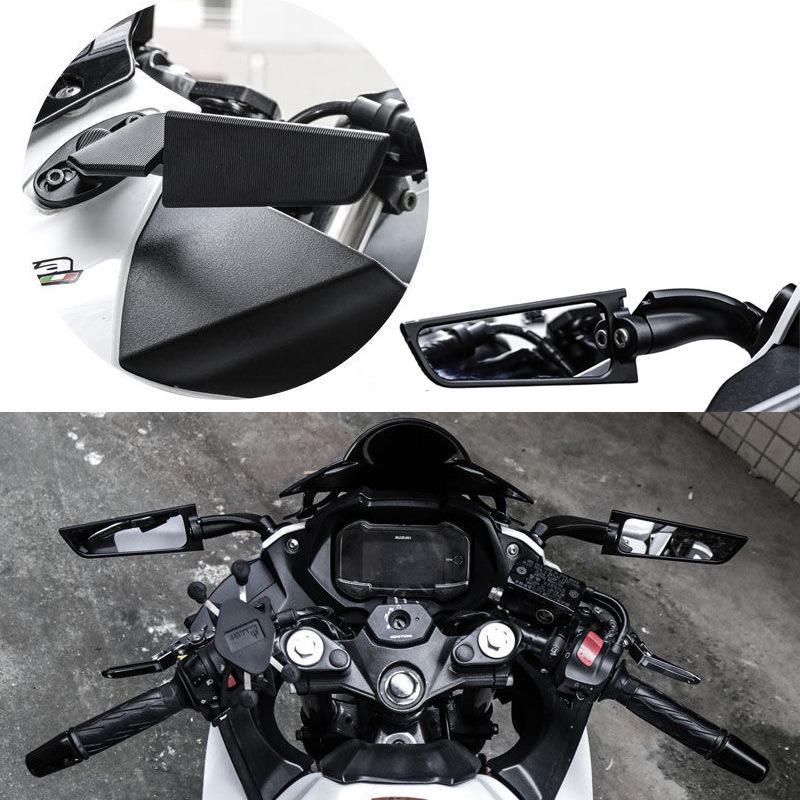 Modified Wind Knife Rearview Mirror for GSX250, GSXR600, Ninja 600, SR250 - Fixed-Wing Design for Racing and Sports Bikes.