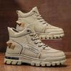 MEN'S Casual Soft Sole Walking Shoes Outdoor High-top Male Sneakers Student Fashion Handsome Khaki Urban Style Ankle Boots