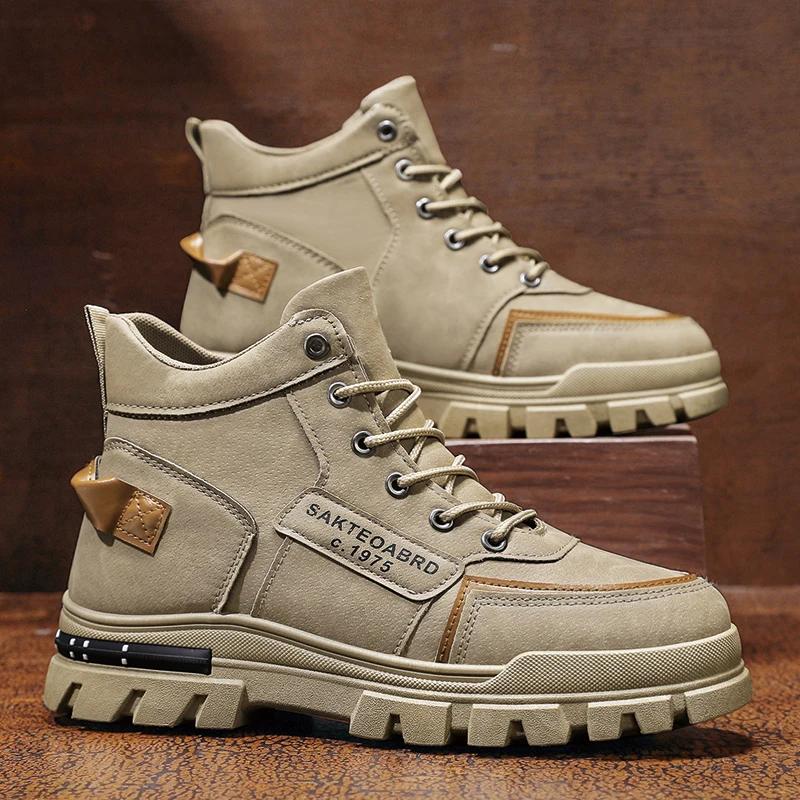 МУЖСКИЕ повседневные кроссовки на мягкой подошве для ходьбы на открытом воздухе, высокие мужские кроссовки, студенческая мода, красивые ботинки цвета хаки в городском стиле