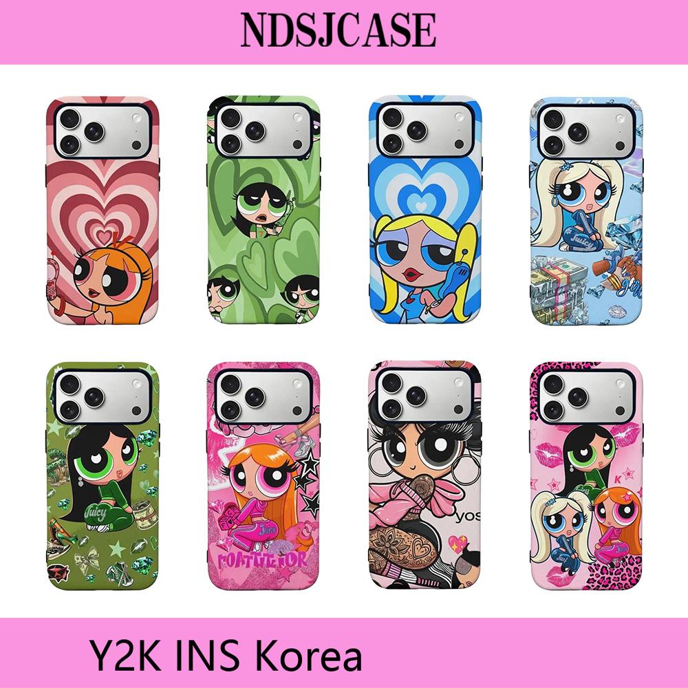Роскошный Clmj Милый Чехол для Телефона The P-Powerpuffs Girls для iPhone 17 16 15 14 13 12 11 X Air Pro Max Plus Двухслойная Задняя Крышка