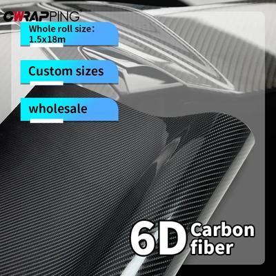1.5x6м Капот Крыша Виниловая Пленка для Автомобиля 6D Наклейки Углеволокно Сияющий Черный Пленка для Внедорожника Водонепроницаемые Автоаксессуары