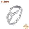 Tancise Classic 925 Sterling Silver Zircon Ring Ladies Jewelry Wedding Promise Party Gift