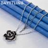 925 Sterling Silver 16-30 Inch Exquisite Rose Flower Deer Pendant Necklace Women Jewelry Accessories Christmas Gift