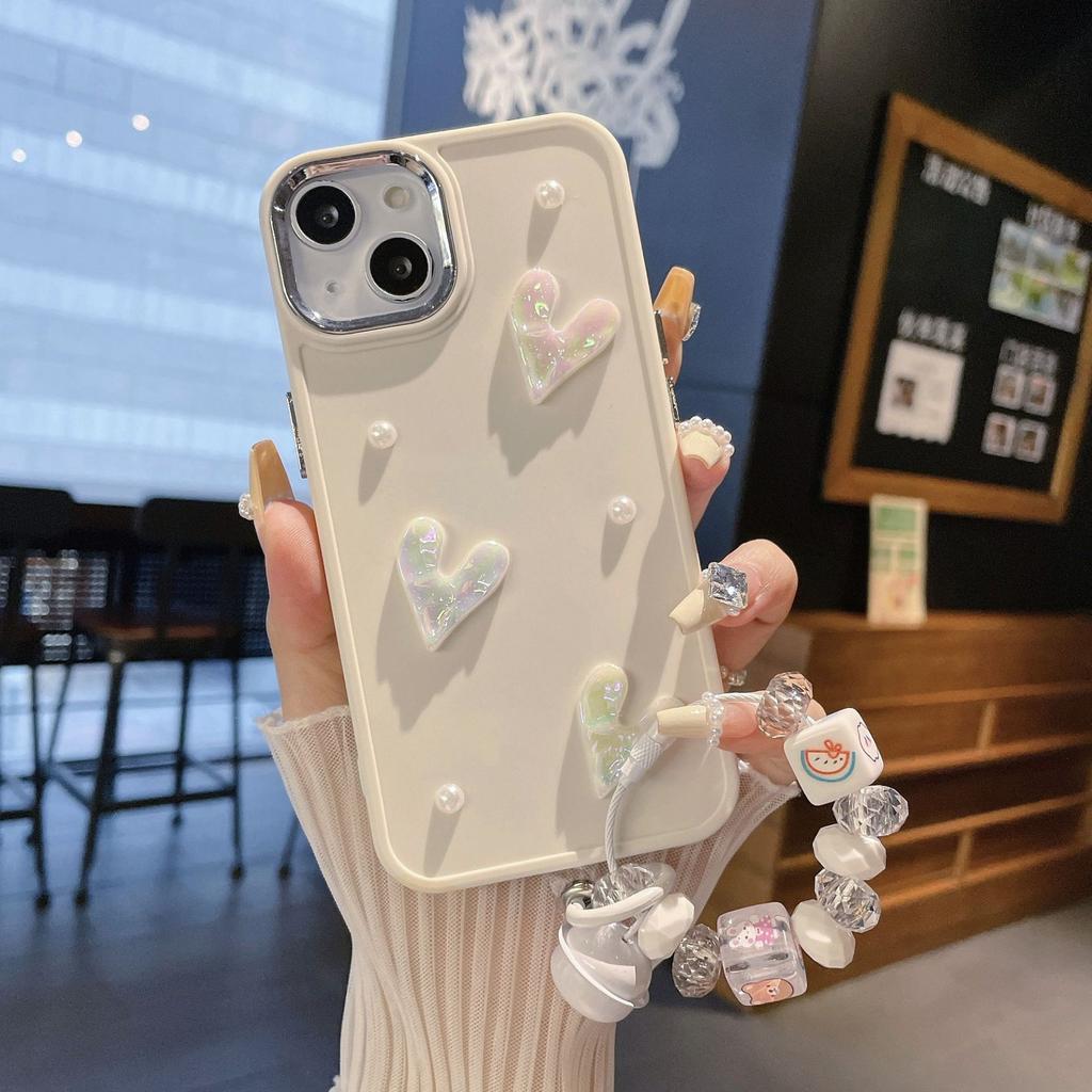 Металлическая фоторамка Подходит для чехла для мобильного телефона Apple 16PROMAX IPhoneX Жемчужная защитная крышка с подвеской 'Любовь' для девочки