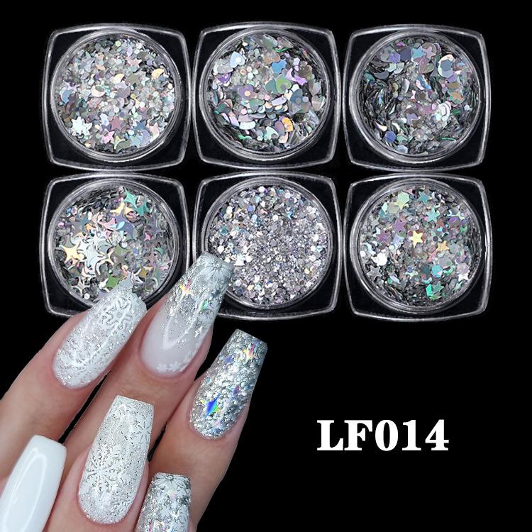Блестки для дизайна ногтей Супер Блестящая Пудра Симфония Комбинация Блесток DIY Украшение для ногтей Набор из 6 цветов