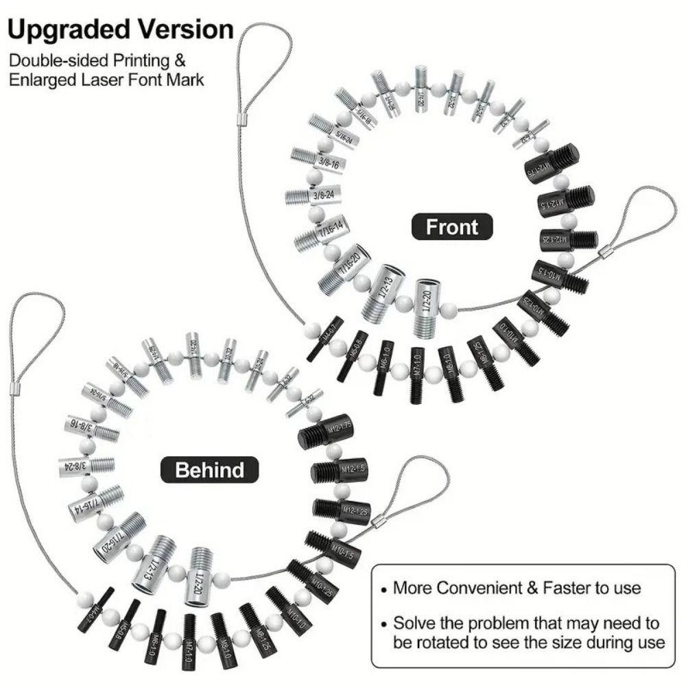 Набор для проверки резьбы гаек и болтов дюймового и метрического размера, идентификатор резьбы