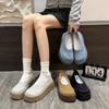 Fashionable and Comfortable Flat One-foot Round-toed Rhinestone Thick-soled Height-increasing Shallow-toed Single Shoes
