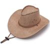 Linen Western Cowboy Hat Wide Brim Beach Sunscreen Cap Elegant Summer Sun Hat  Jazz Cowgirl