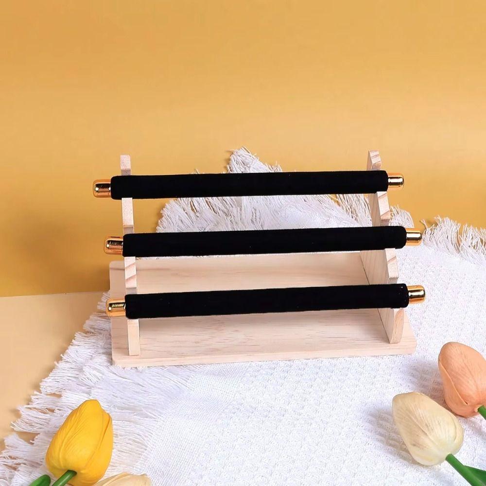 Necklace Bracelet Jewelry Organizer 3-Tier Ring Display Rack Wooden Ring Holder  Retail Display