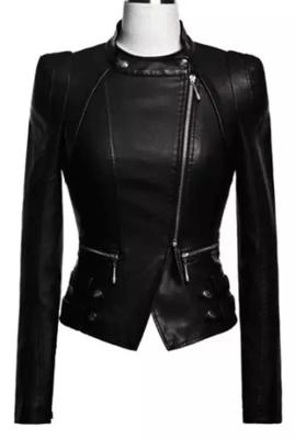 Новая стильная куртка ручной работы из овчины, мягкая кожаная женская, черная, настоящая байкерская