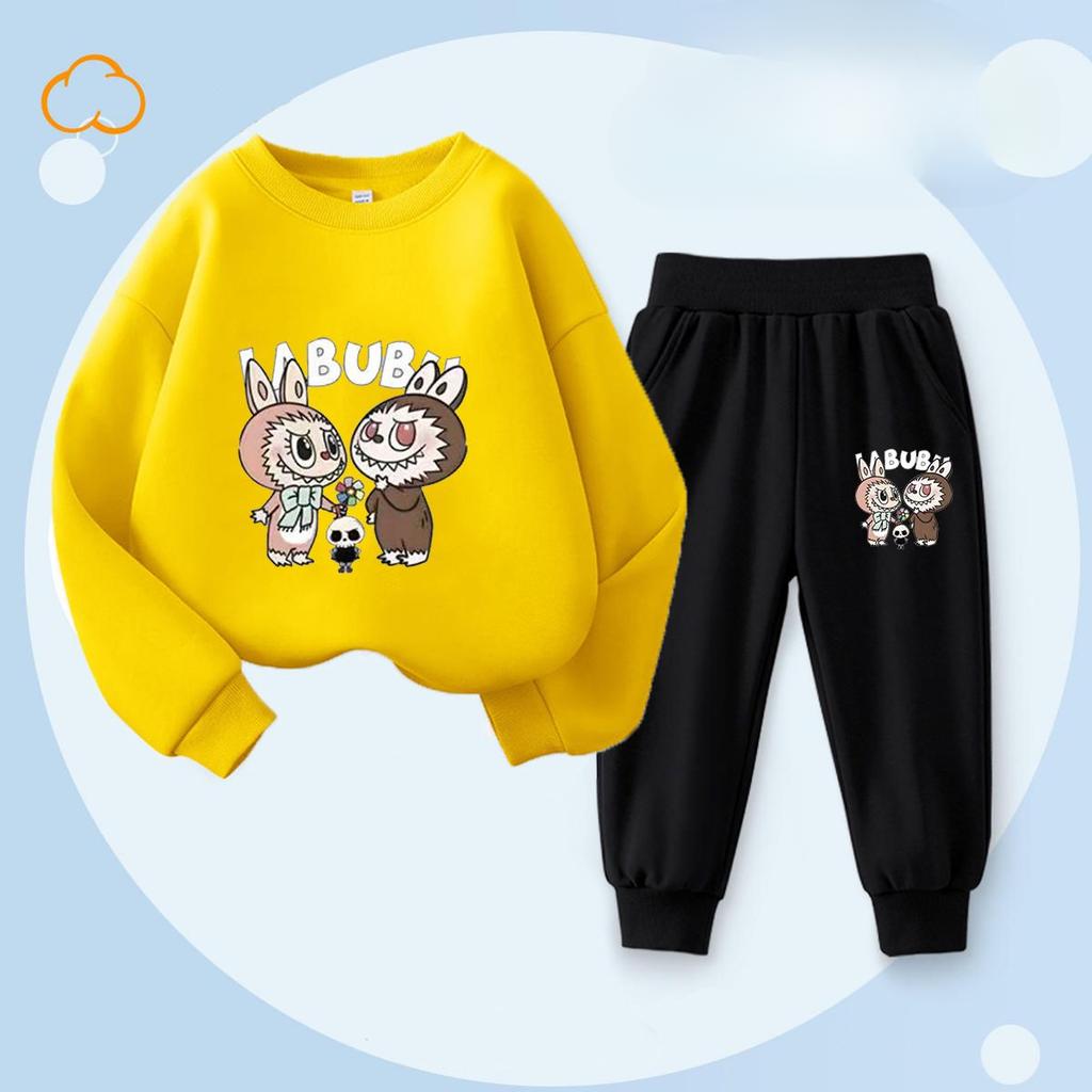 Весенне-осенний детский модный комплект с принтом букета: леггинсы и топ с круглым вырезом для девочек