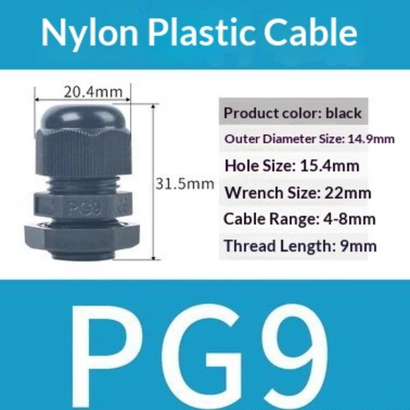 10Pcs Waterproof Cable Gland Pg7 Pg9 Black White Plastic Seal Joint Nylon Ip68 Cable Fixing Nylon Connector For Electrica Wire