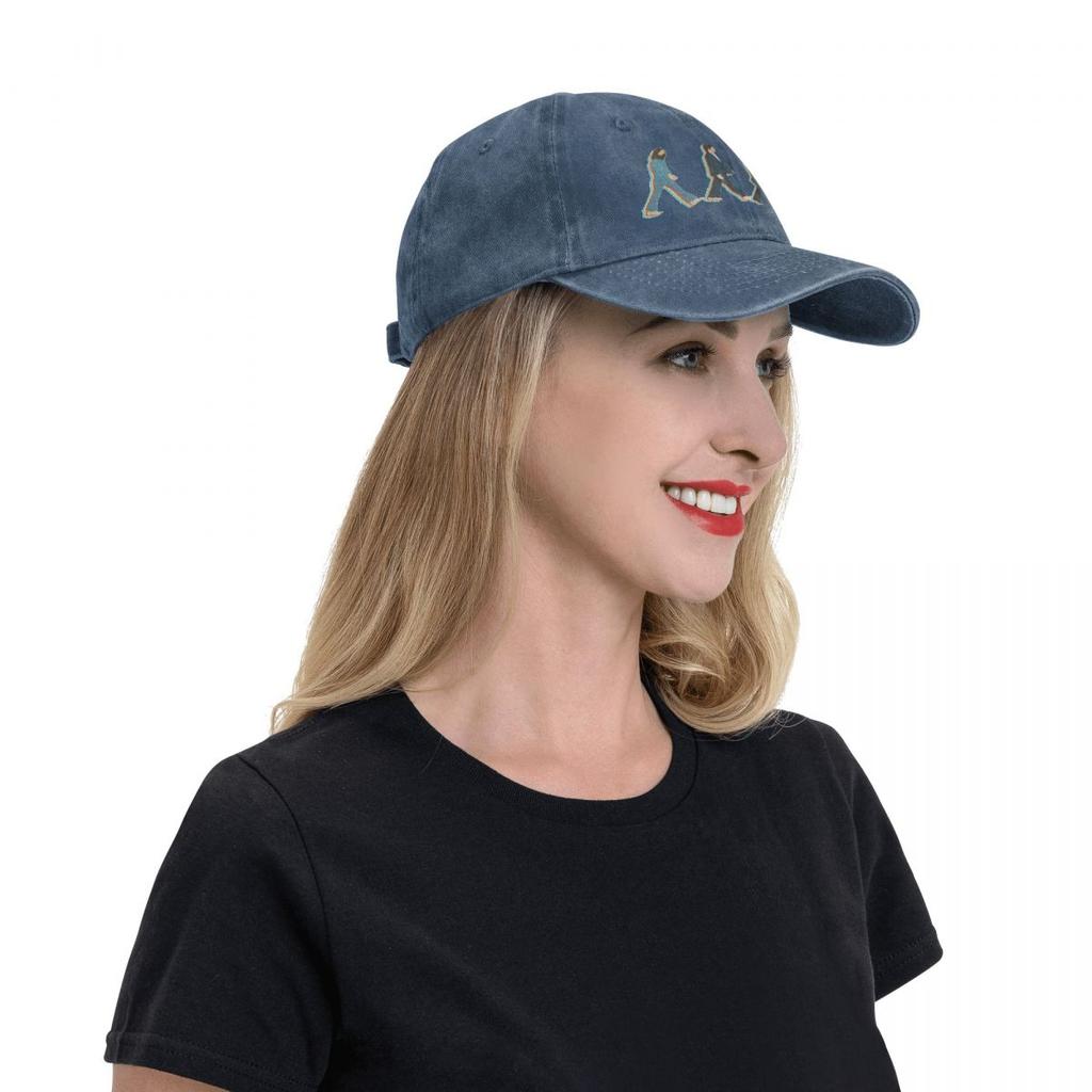 Retro The Beatle Walking Road Baseball Cap Unisex Style Distressed Denim Snapback Cap Outdoor Summer Unstructured Soft Hats Cap