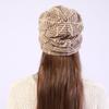 Women's Autumn Winter Pullover Mixed Color Mesh Diamond Plush Knitted Wool Hat Ear Protection Pile Cap