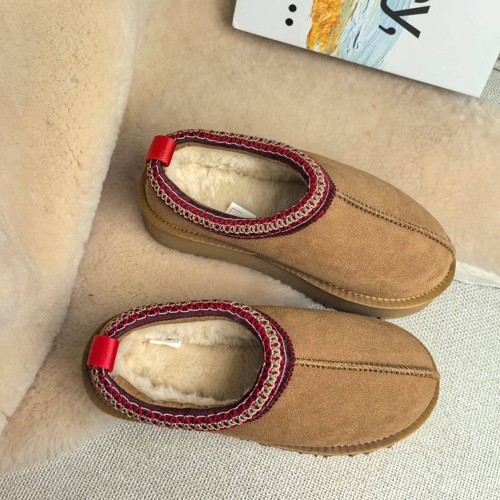 Snow Boots Ethnic Style Pure Cowhide 2025 New Thick-soled Snow Boots Women's Cotton Boots Slippers Shoes Women's Shoes