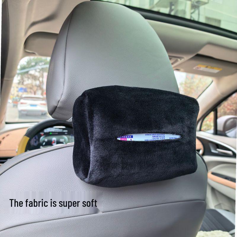 Large Capacity Car Tissue Holder - Short-Pile Armrest & Sun Visor Luxury Style