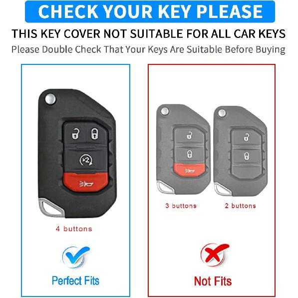 QBUC Чехол для брелока ключа Jeep с брелоком, совместимый с Jeep Wrangler JLU JL Gladiator Rubicon JT, складным ключом автомобиля (розовый)